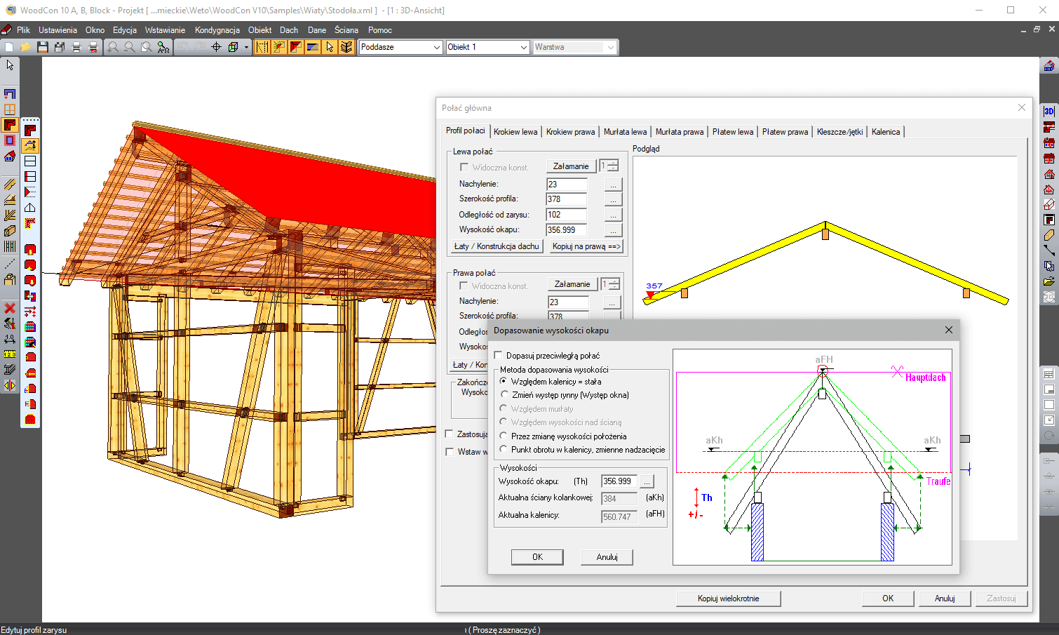Aktualizacja do WoodCon 10 Dach + ciana  | INTERsoft program CAD