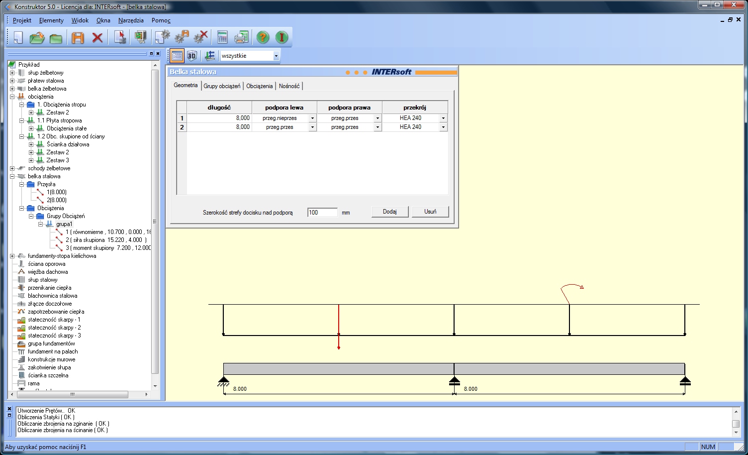 Konstruktor – Belka stalowa | INTERsoft program CAD