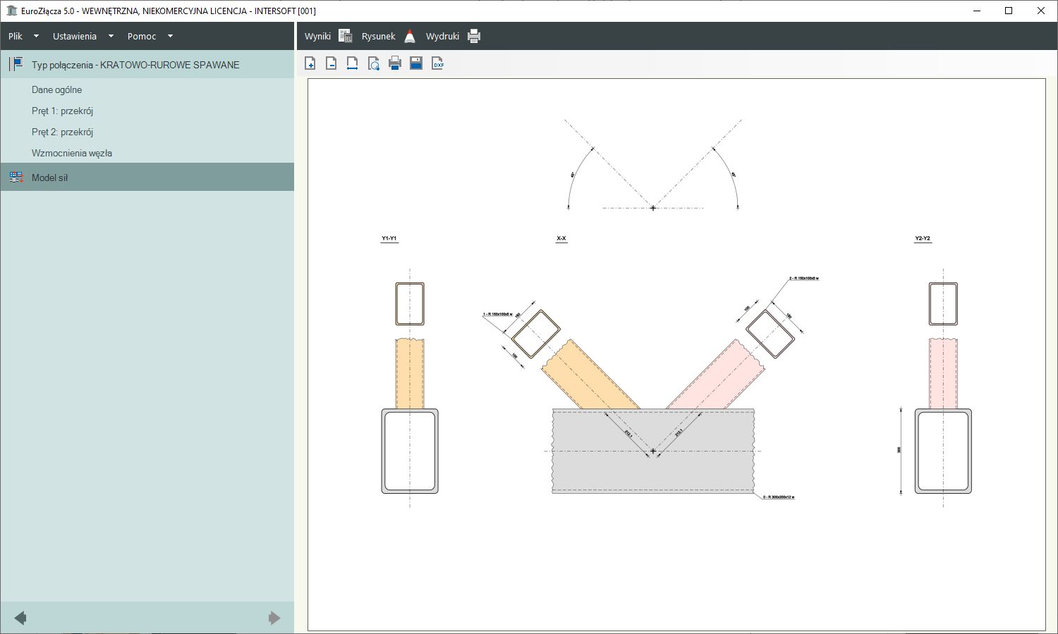 EuroZcza KRATOWO-RUROWE SPAWANE + DXF 2.0 | INTERsoft program CAD