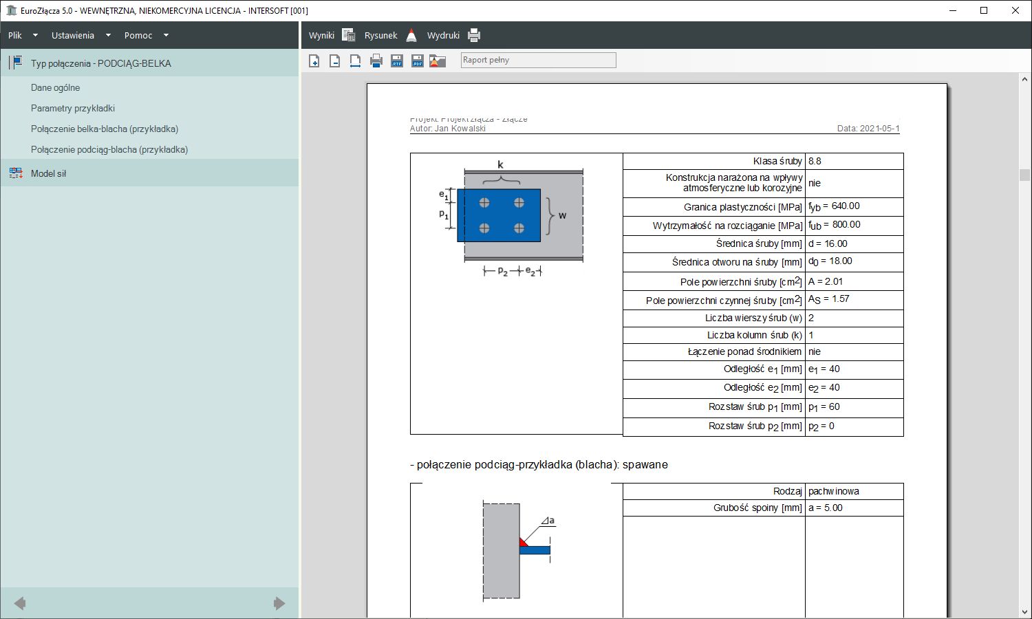 EuroZcza PODCIG-BELKA + DXF 2.0  - licencja roczna | INTERsoft program CAD