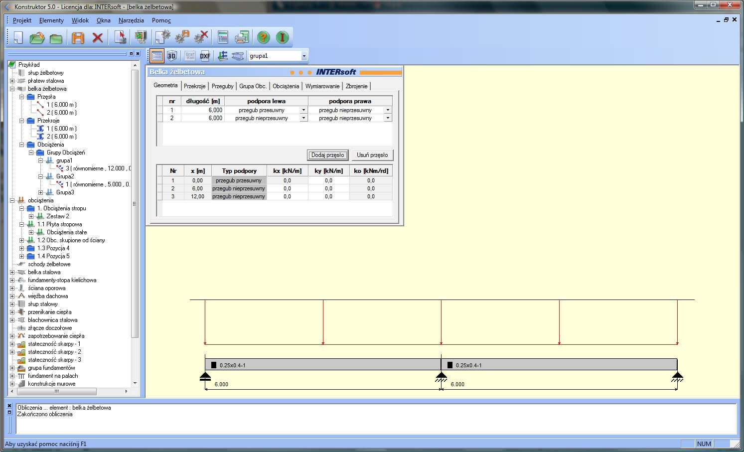 Konstruktor – Rysunki DXF – Belka elbetowa | INTERsoft program CAD