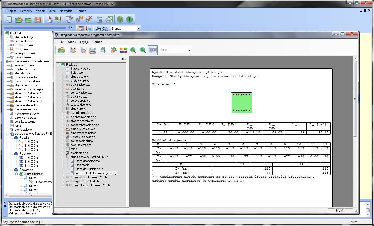 Konstruktor – Belka elbetowa Eurokod PN-EN  | INTERsoft program CAD