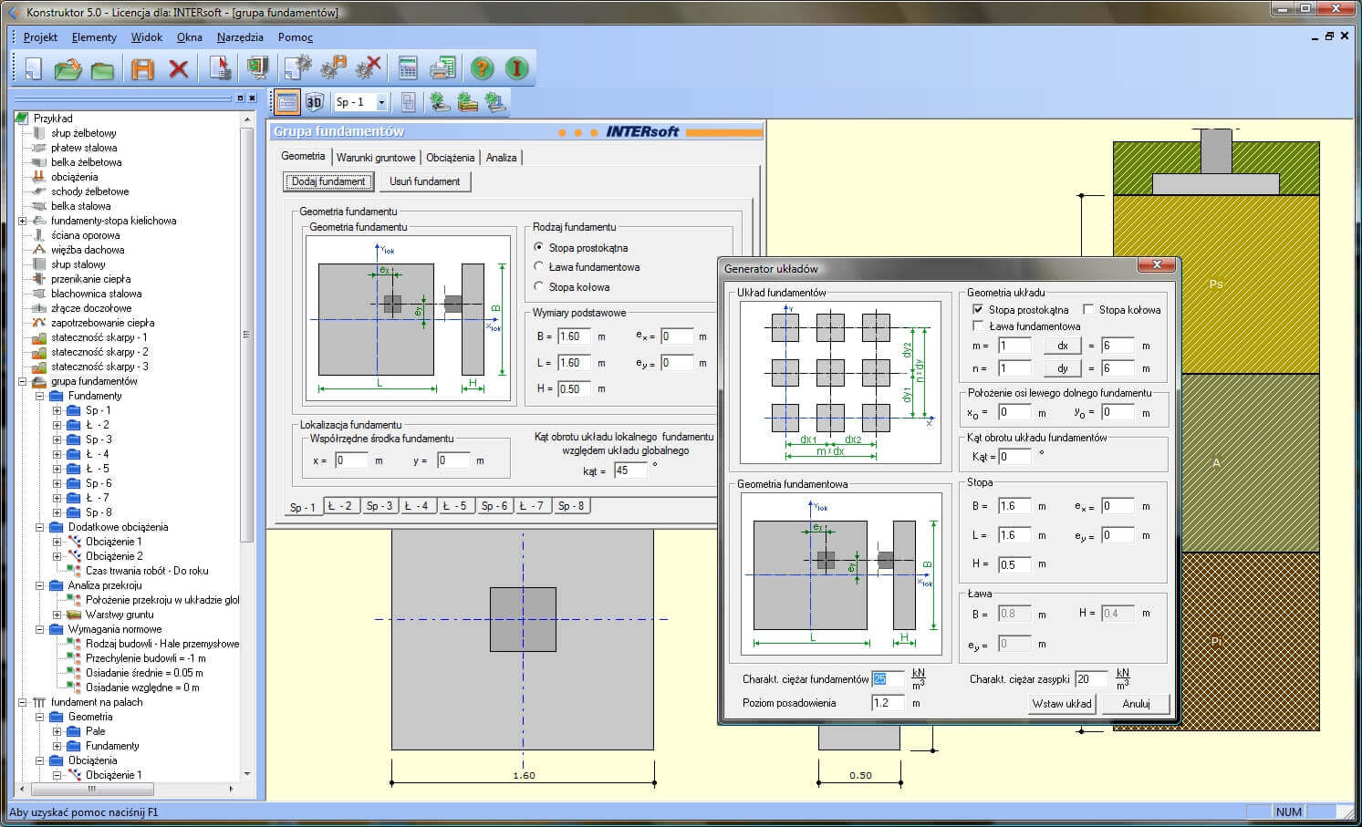 Pakiet Konstruktor – Geotechnika | INTERsoft program CAD