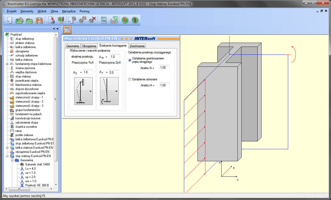 Konstruktor – Sup stalowy Eurokod PN-EN | INTERsoft program CAD