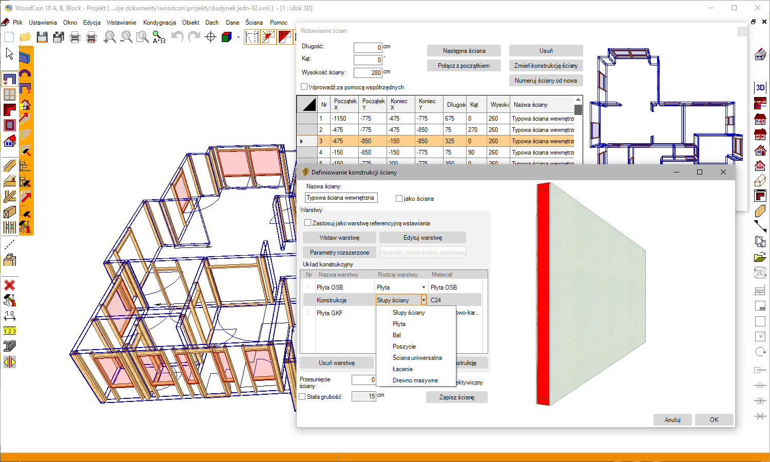 WoodCon 10 Ściana | INTERsoft program CAD