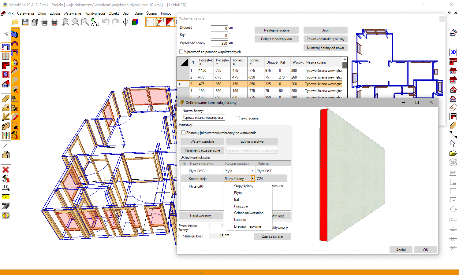 Pakiet WoodCon 10 Dach + ciana  | INTERsoft program CAD