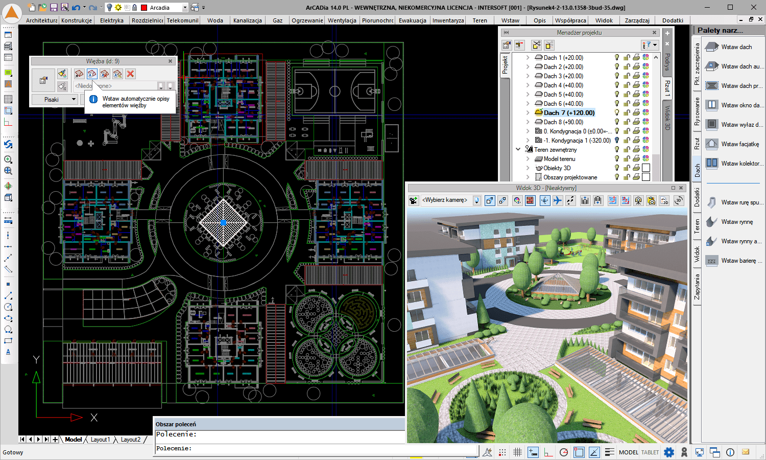 ArCADia BIM 14 + INSTALACJE KANALIZACYJNE + INSTALACJE GAZOWE i GAZOWE ZEWNTRZNE | INTERsoft program CAD