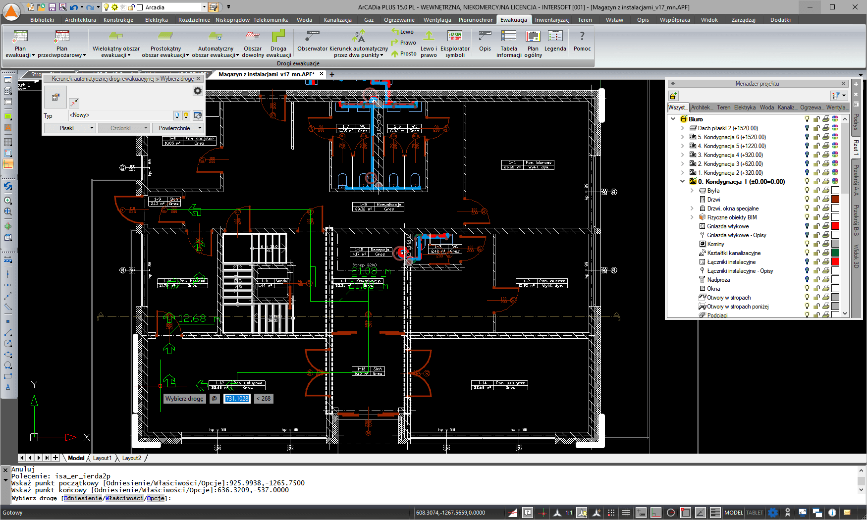 ArCADia-DROGI EWAKUACYJNE 15 | INTERsoft program CAD