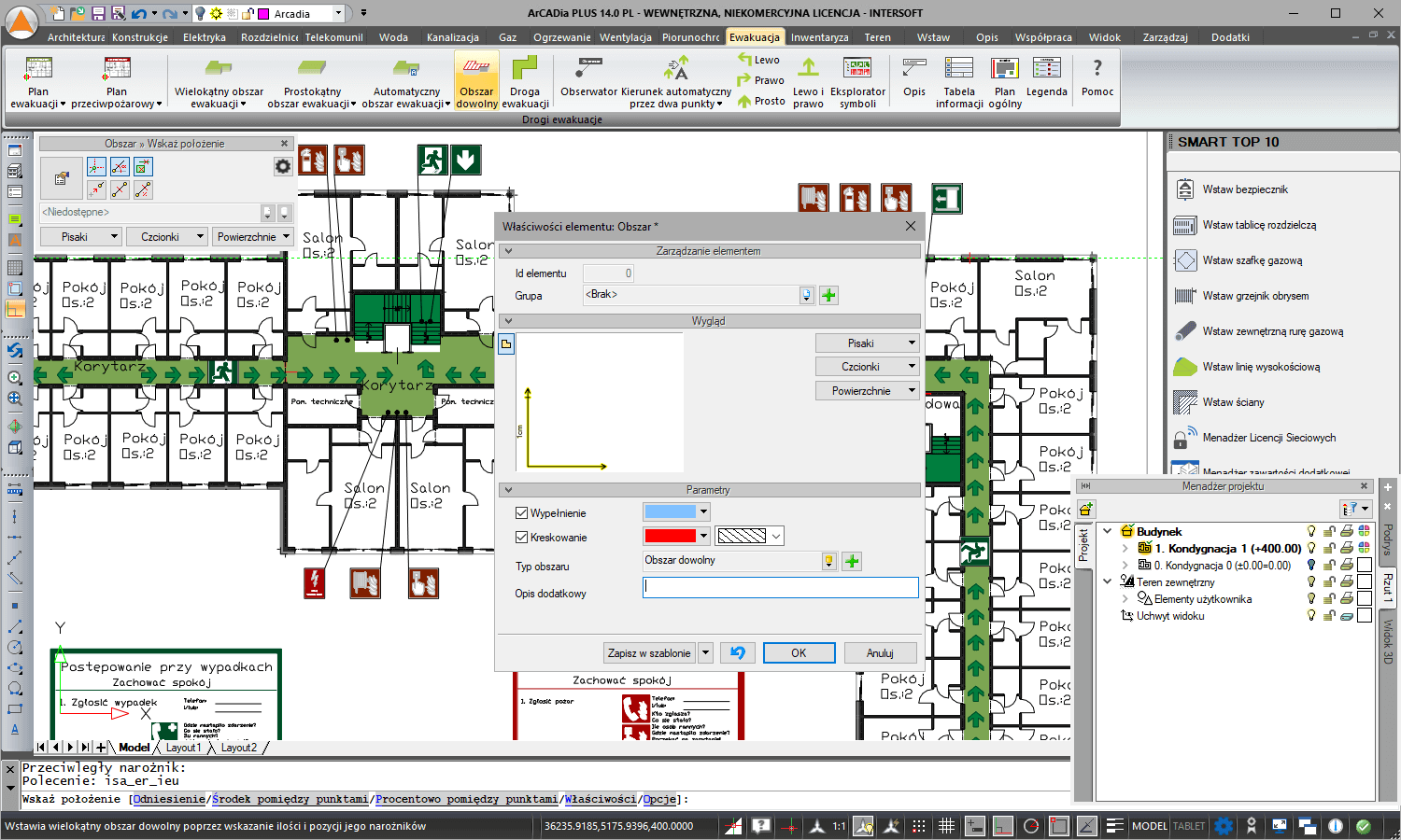 ArCADia-DROGI EWAKUACYJNE 3 | INTERsoft program CAD