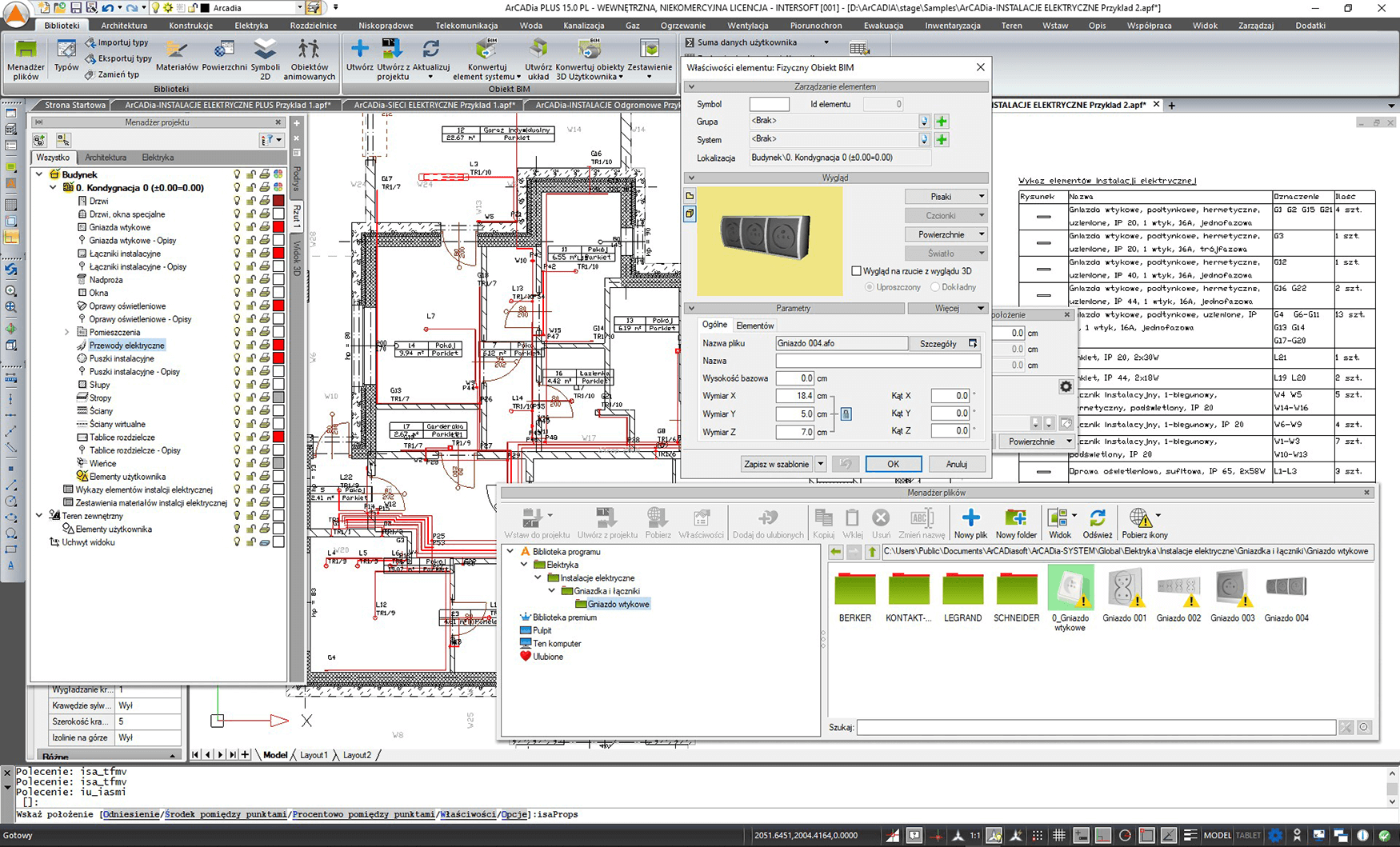 ArCADia-INSTALACJE ELEKTRYCZNE PLUS 15 | INTERsoft program CAD