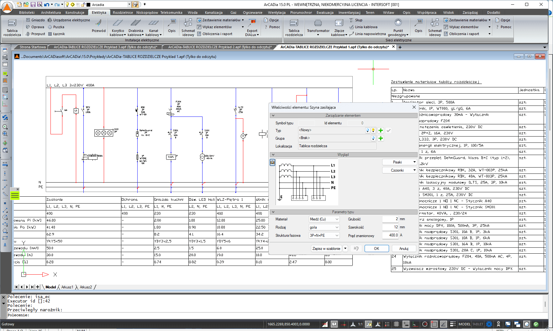 aktualizacja ArCADia-TABLICE ROZDZIELCZE z wersji 2 do 15 | INTERsoft program CAD