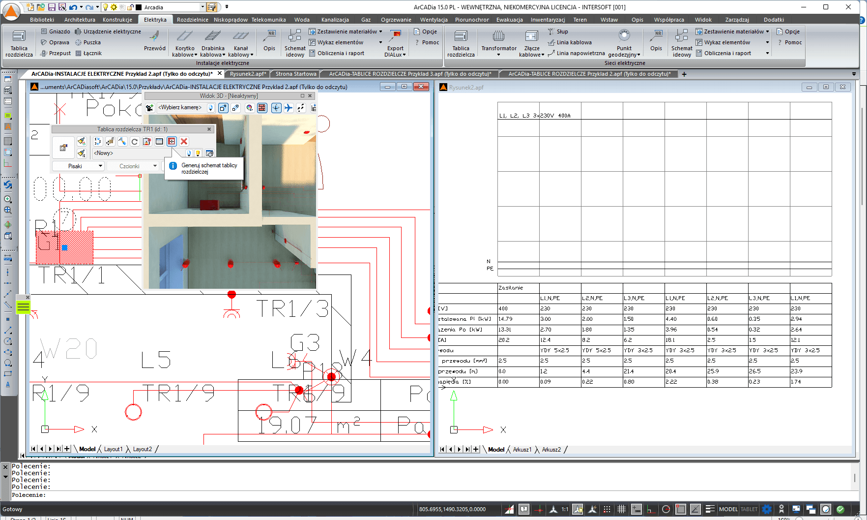 aktualizacja ArCADia-TABLICE ROZDZIELCZE z wersji 2 do 15 | INTERsoft program CAD