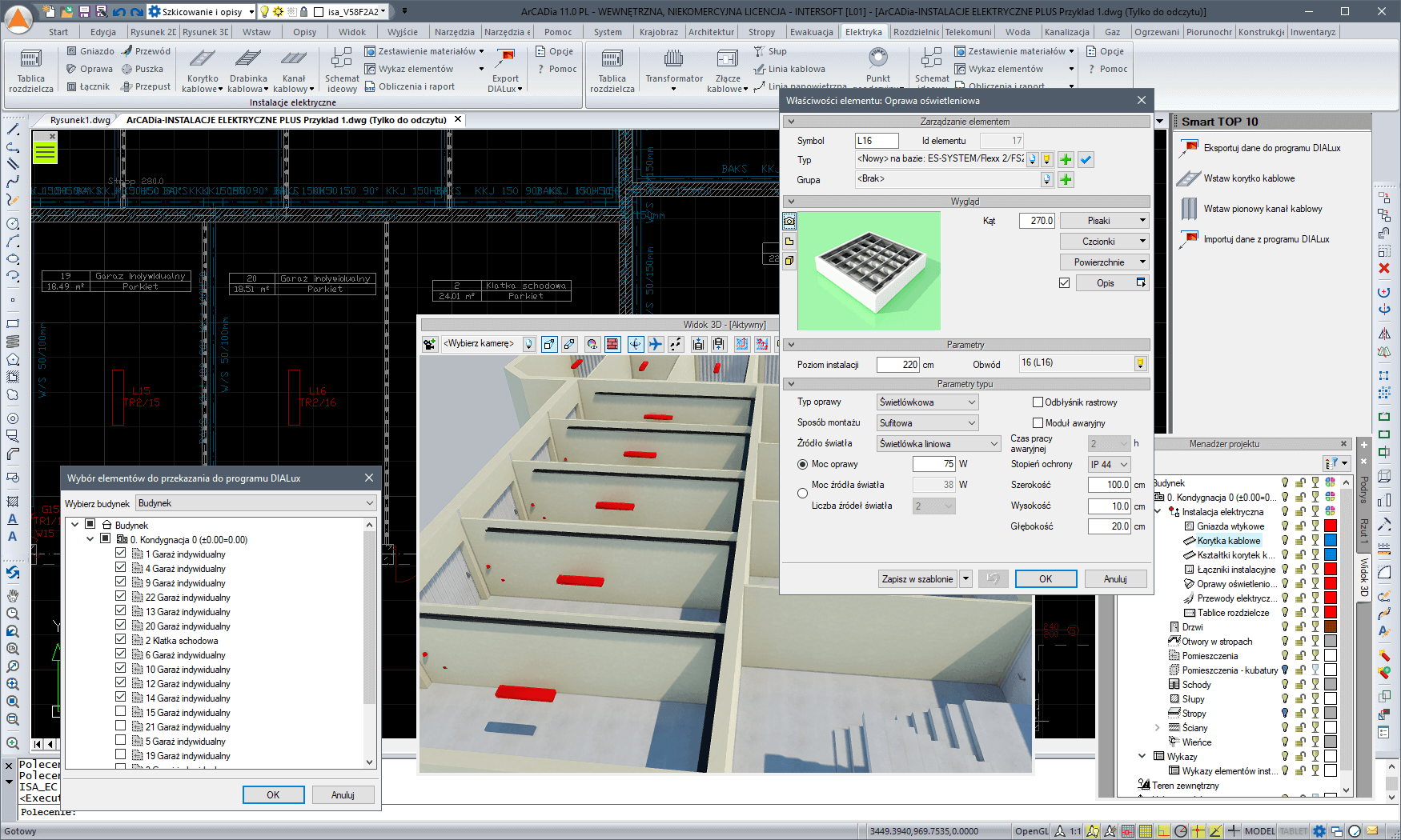 ArCADia-INSTALACJE ELEKTRYCZNE PLUS 2 | INTERsoft program CAD