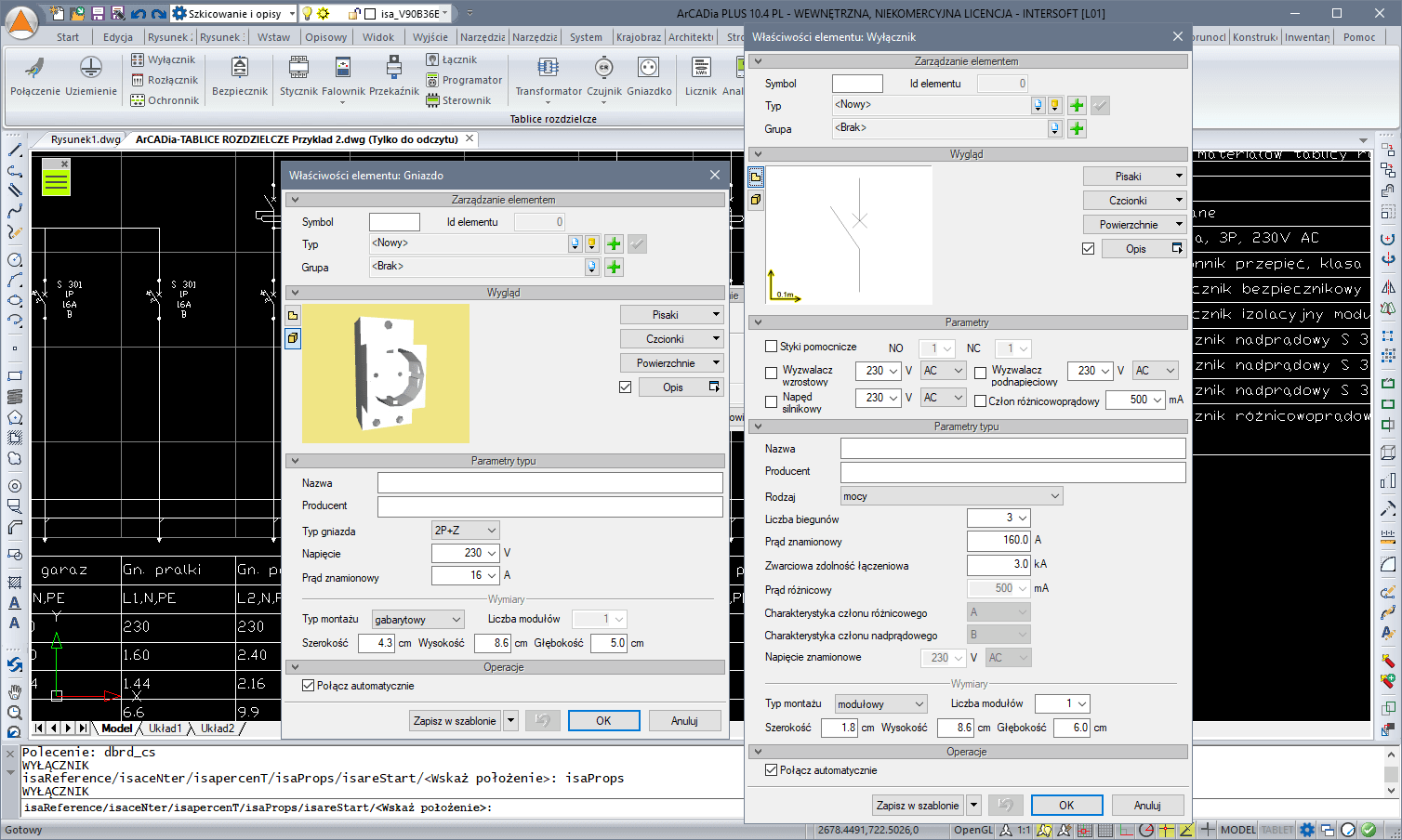 ArCADia-TABLICE ROZDZIELCZE 2 | INTERsoft program CAD