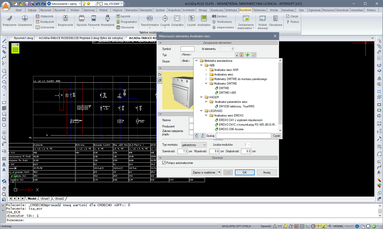 ArCADia-TABLICE ROZDZIELCZE 2 - licencja roczna | INTERsoft program CAD