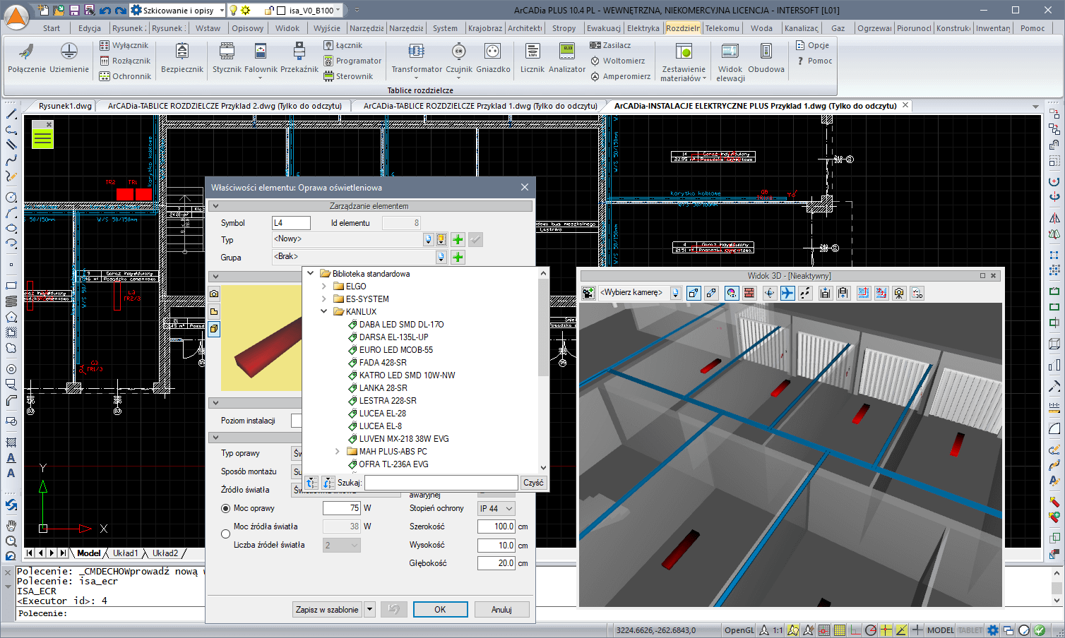 ArCADia-INSTALACJE ELEKTRYCZNE PLUS 2 | INTERsoft program CAD