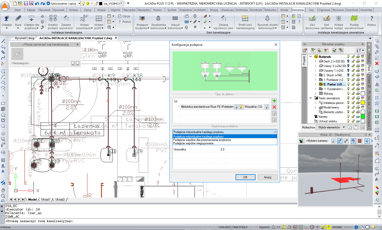 ArCADia-INSTALACJE KANALIZACYJNE 2 | INTERsoft program CAD