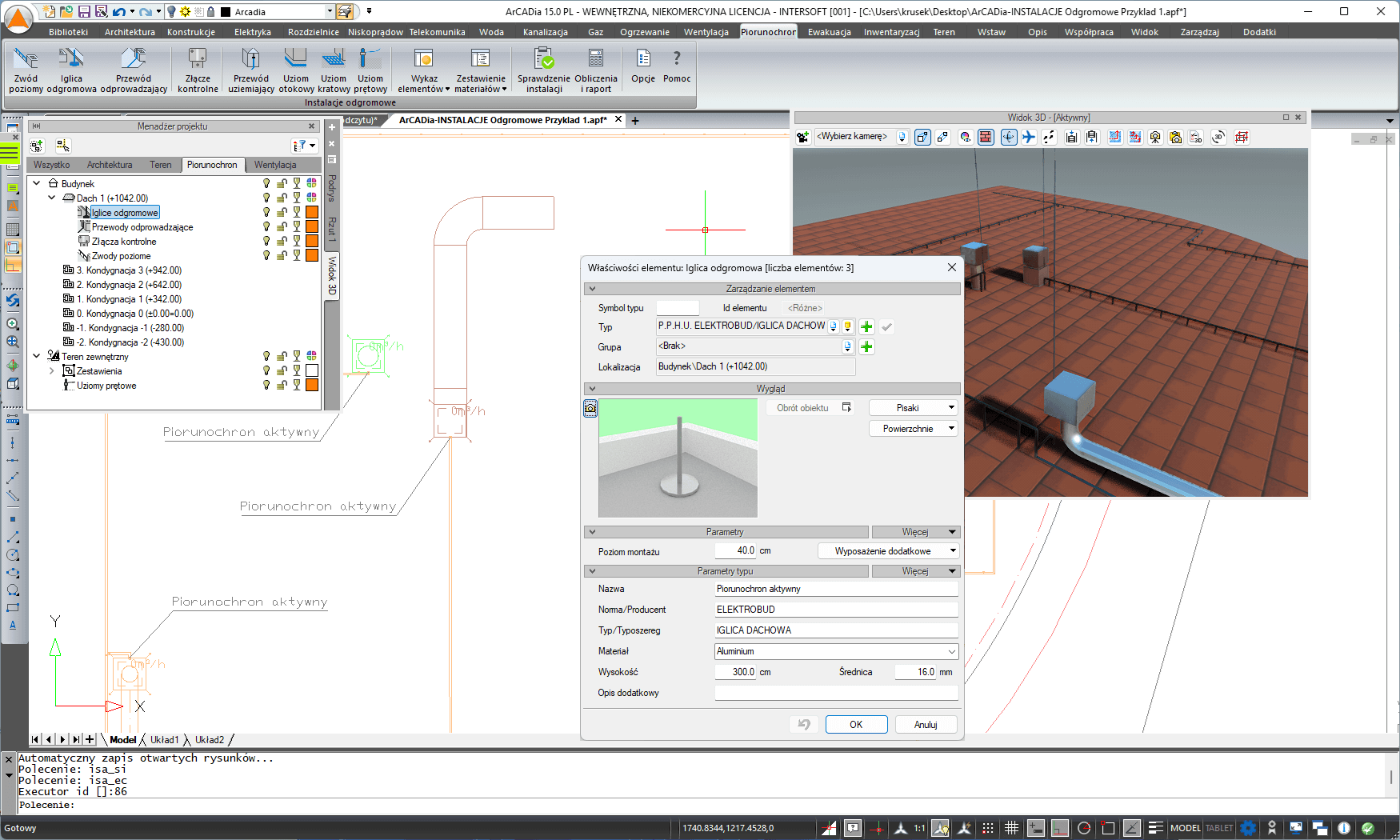 ArCADia-INSTALACJE ODGROMOWE 15 | INTERsoft programy CAD