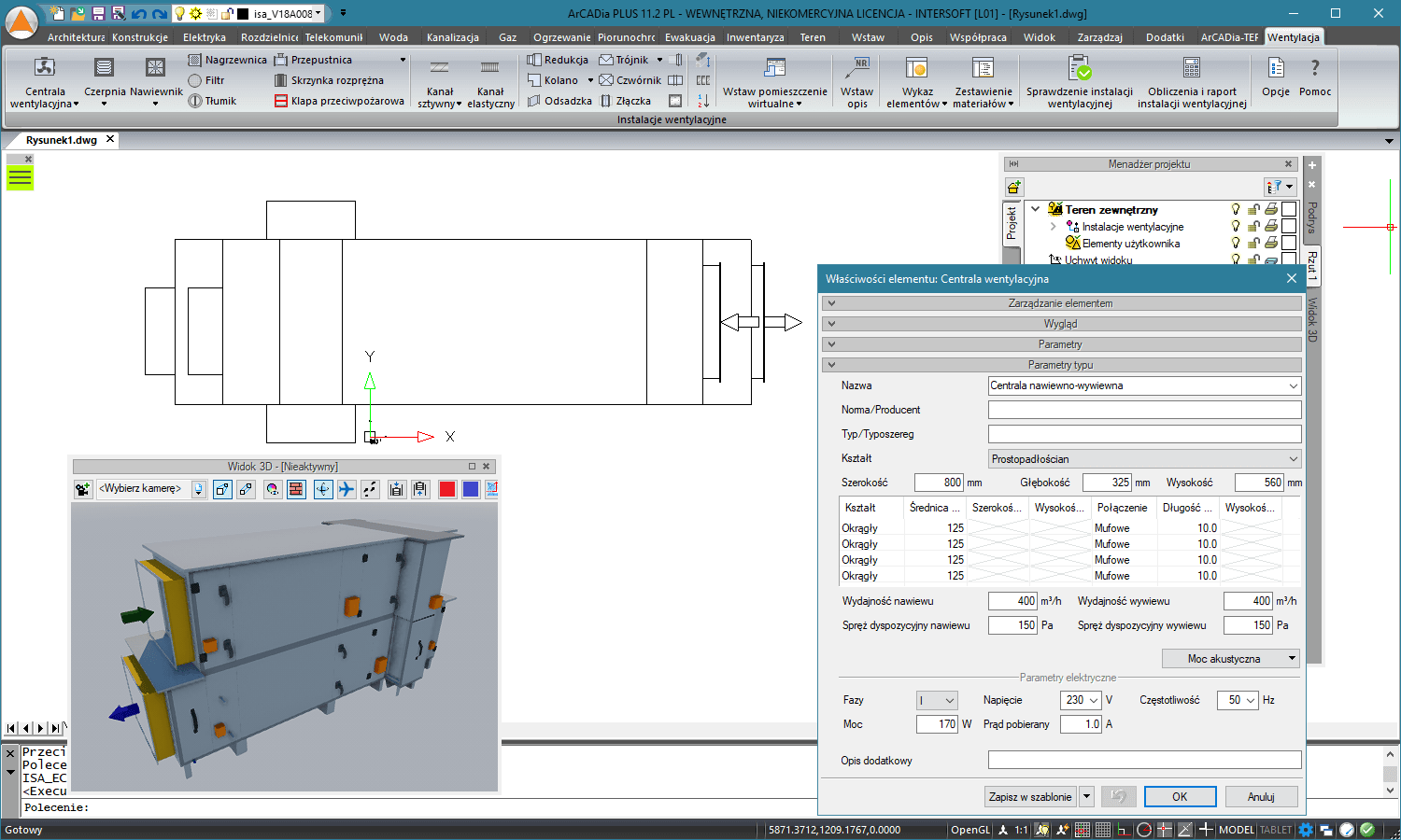 ArCADia-INSTALACJE WENTYLACYJNE | INTERsoft program CAD