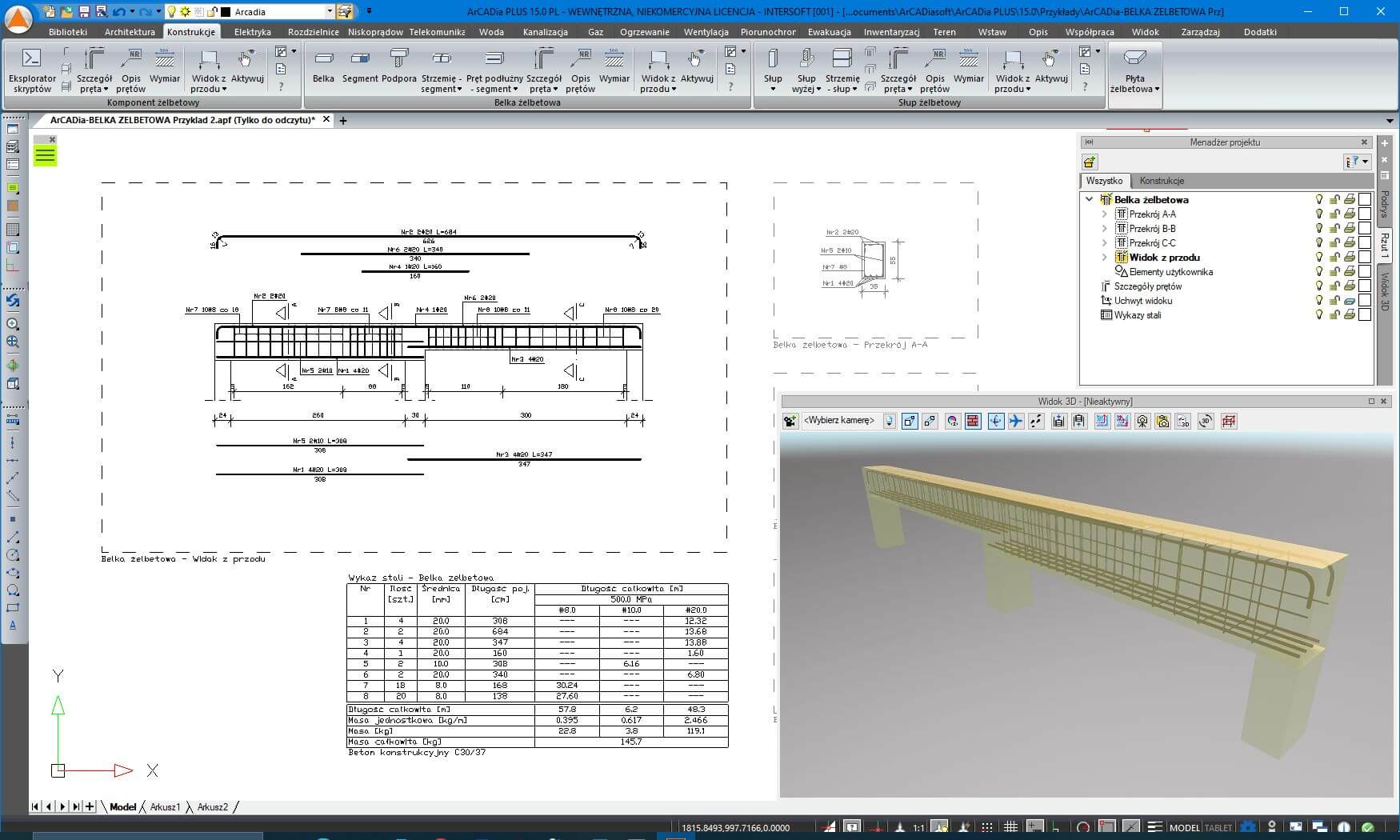ArCADia-BELKA ELBETOWA 15 | INTERsoft program CAD