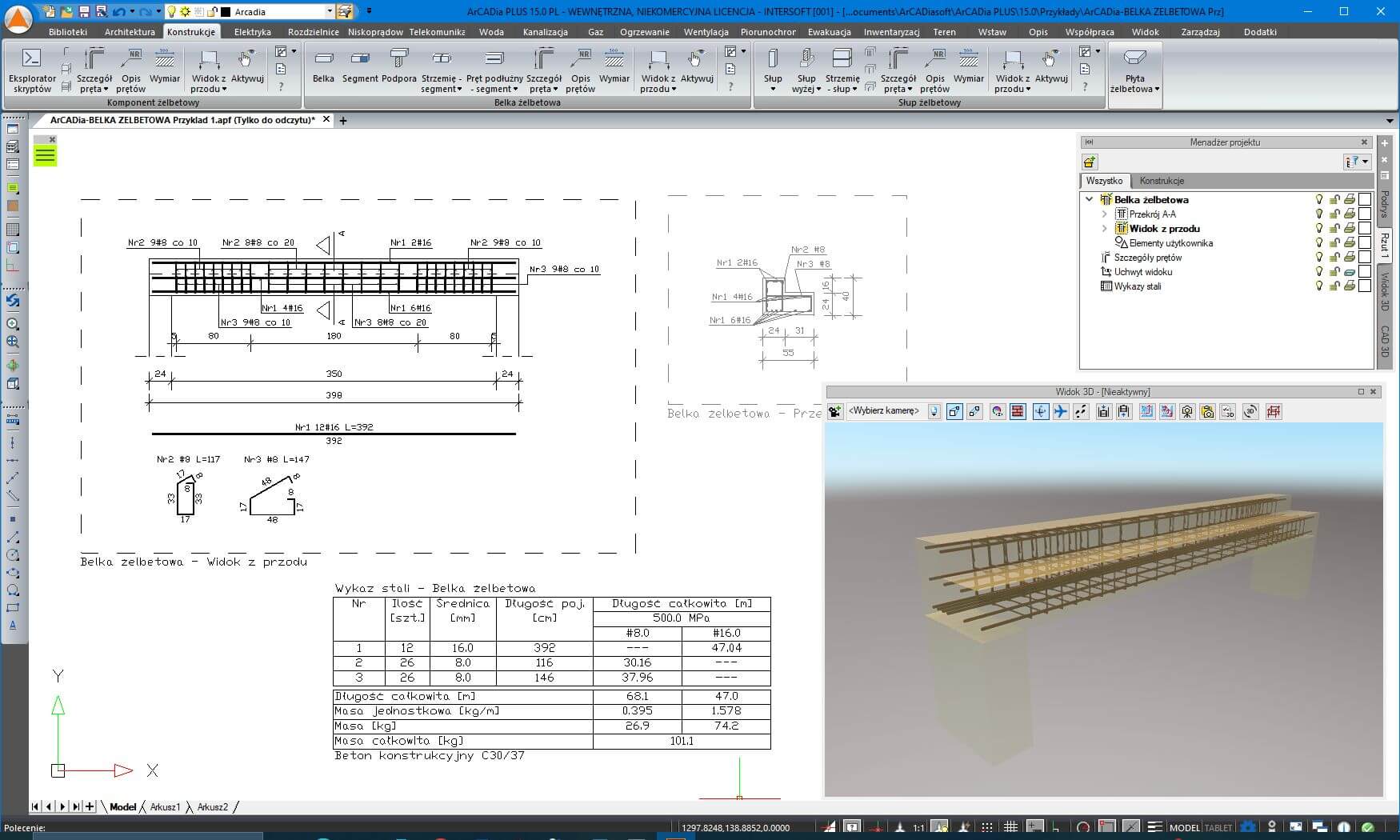 ArCADia-BELKA ELBETOWA 15 | INTERsoft program CAD
