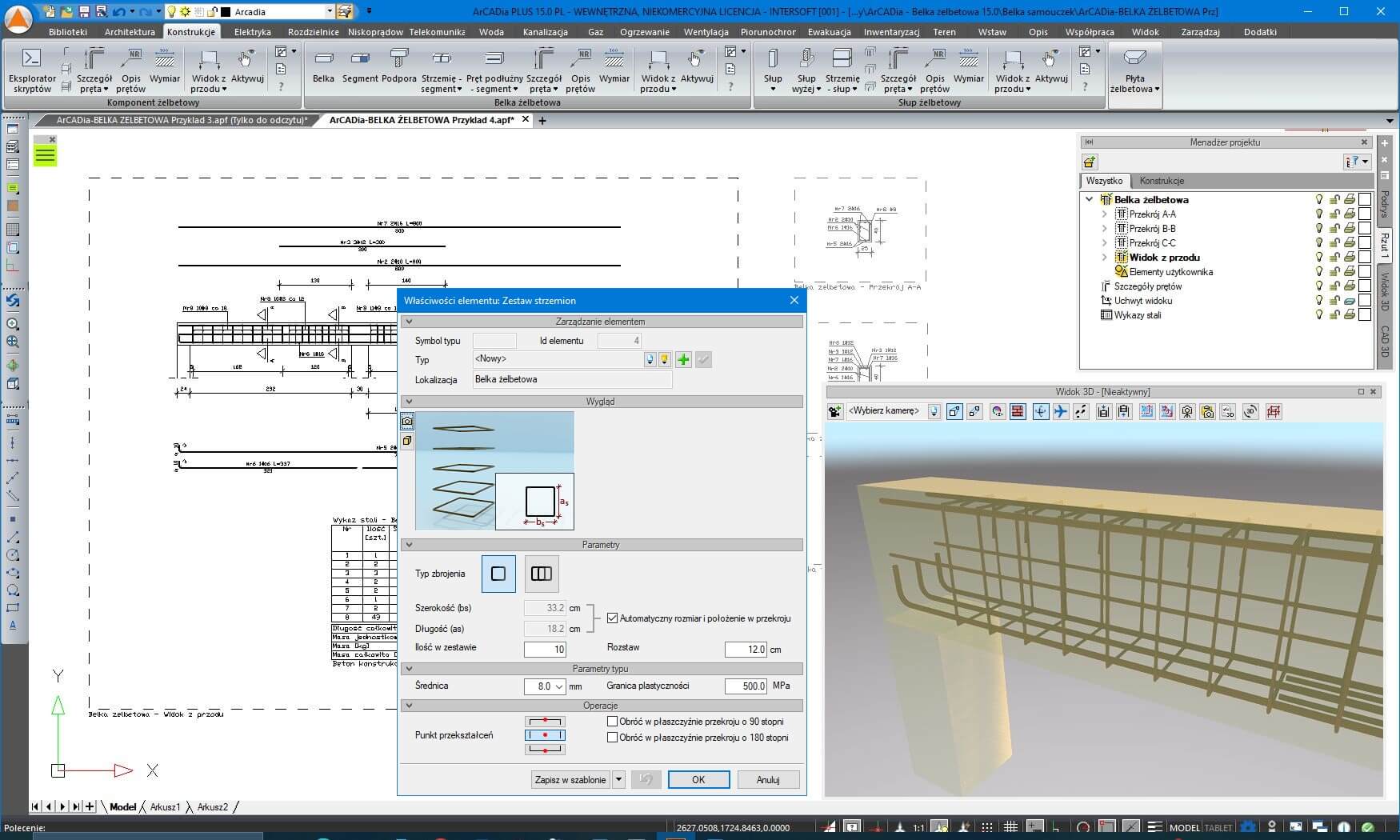 ArCADia-BELKA ELBETOWA 15 | INTERsoft program CAD