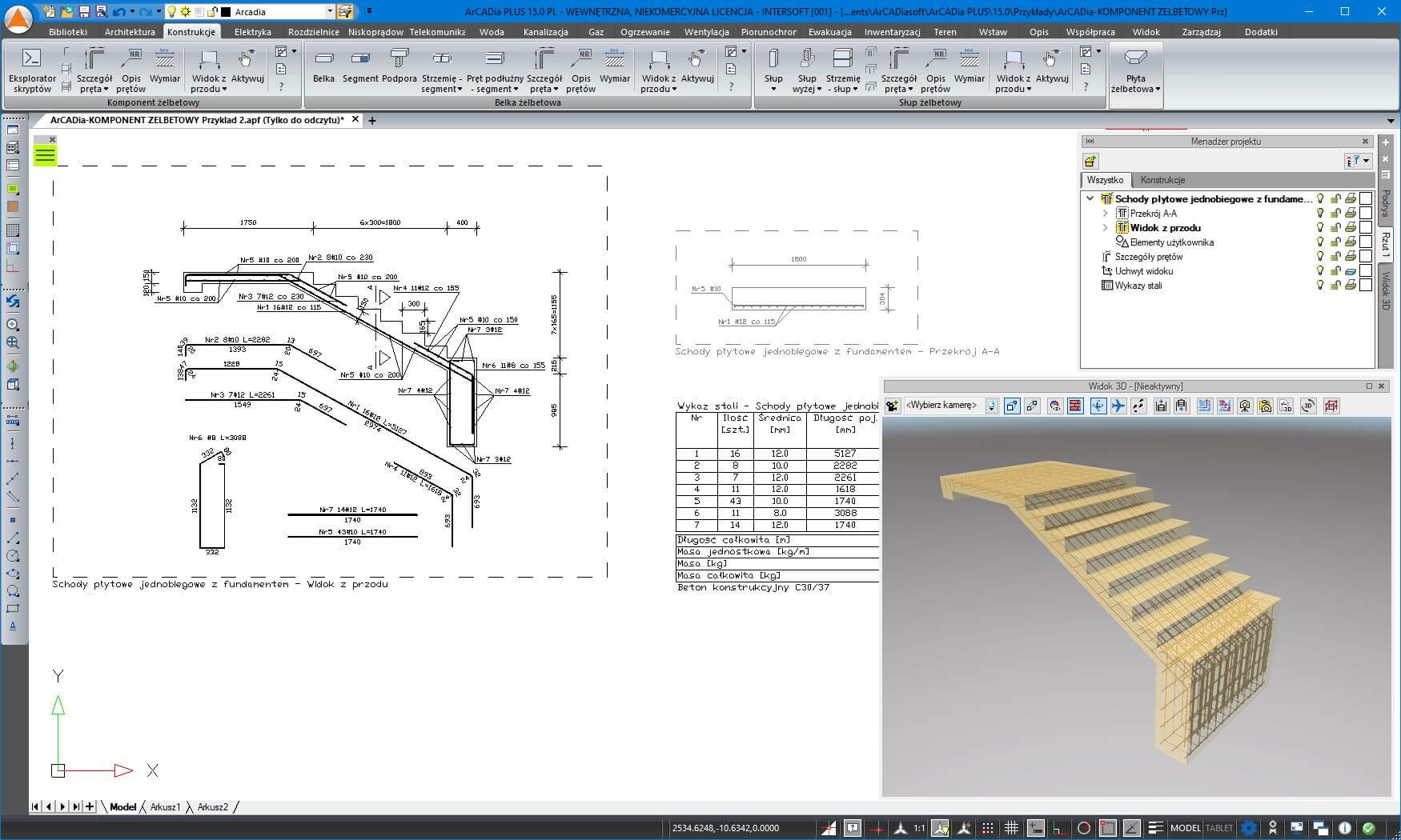 aktualizacja ArCADia-KOMPONENT ELBETOWY do wersji 15 | INTERsoft program CAD