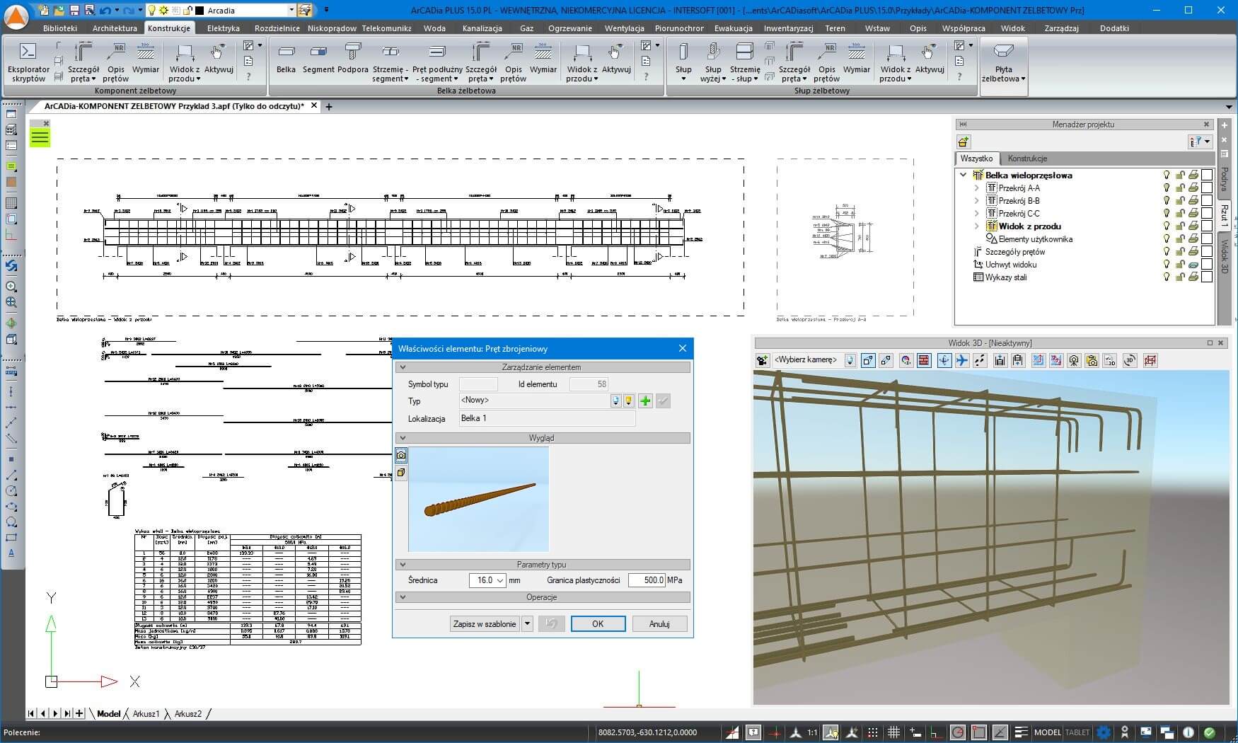 aktualizacja ArCADia-KOMPONENT ELBETOWY do wersji 15 | INTERsoft program CAD