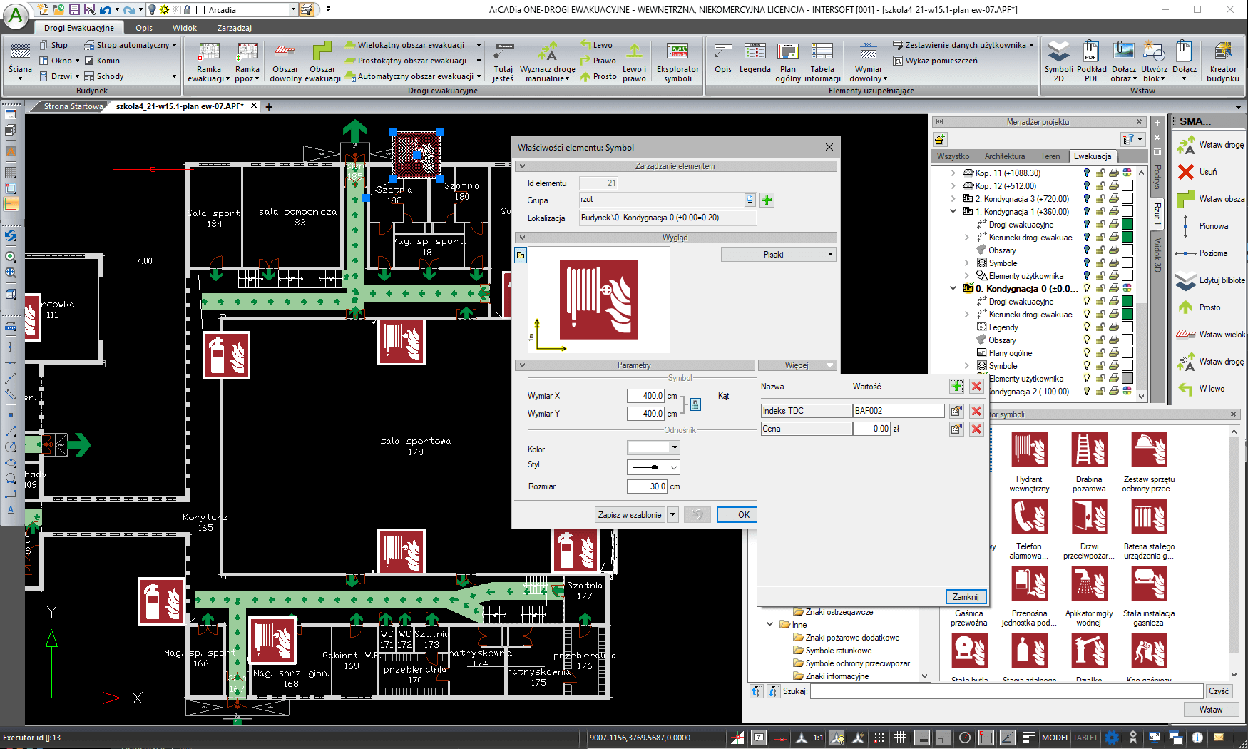 ArCADia ONE-DROGI EWAKUACYJNE | INTERsoft program CAD