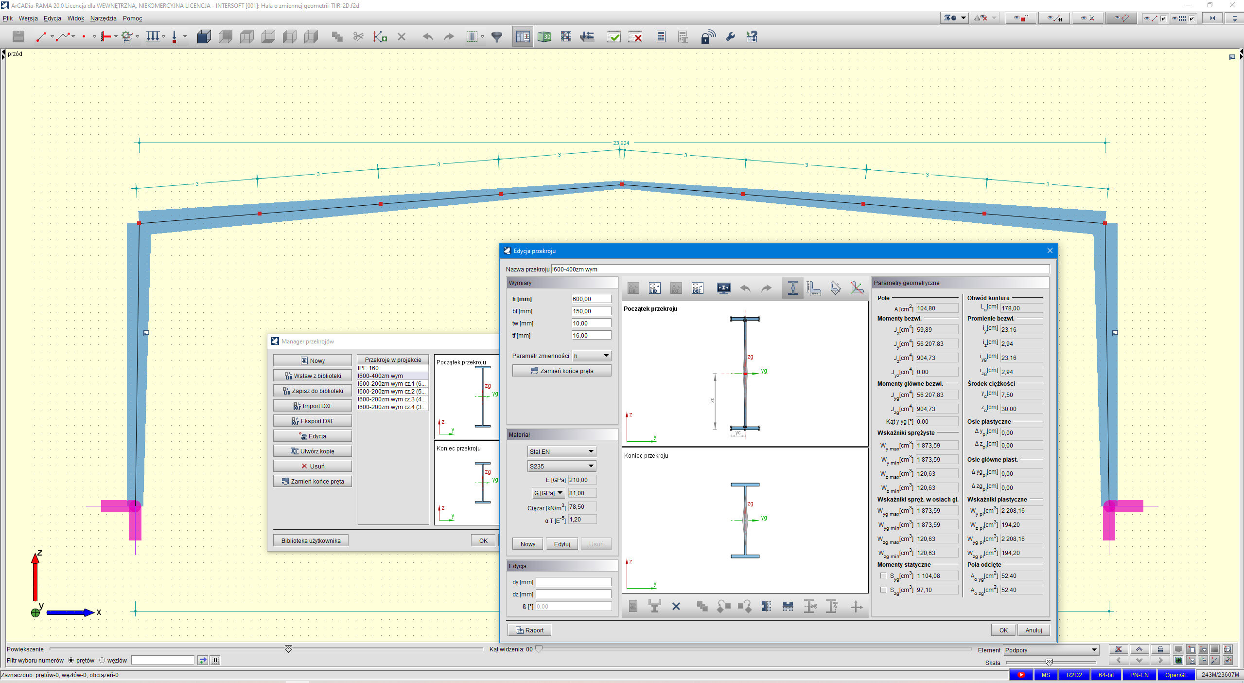 R2D2-EuroStal TAPERED - Profile zbiene - licencja roczna | INTERsoft program CAD