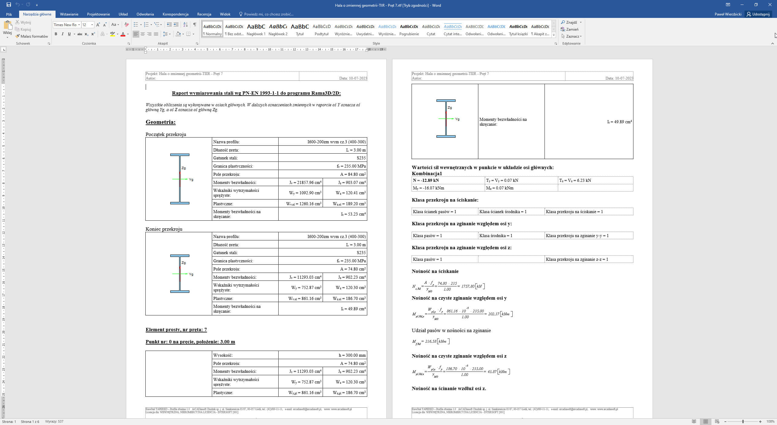 R2D2-EuroStal TAPERED - Profile zbiene | INTERsoft program CAD