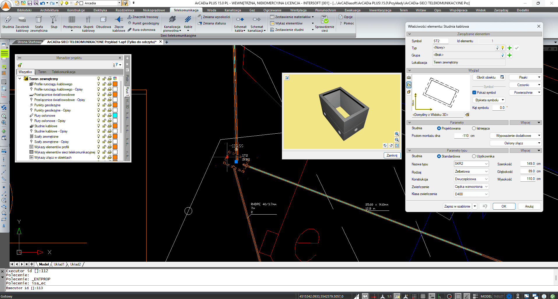 ArCADia-SIECI TELEKOMUNIKACYJNE 15 | INTERsoft program CAD