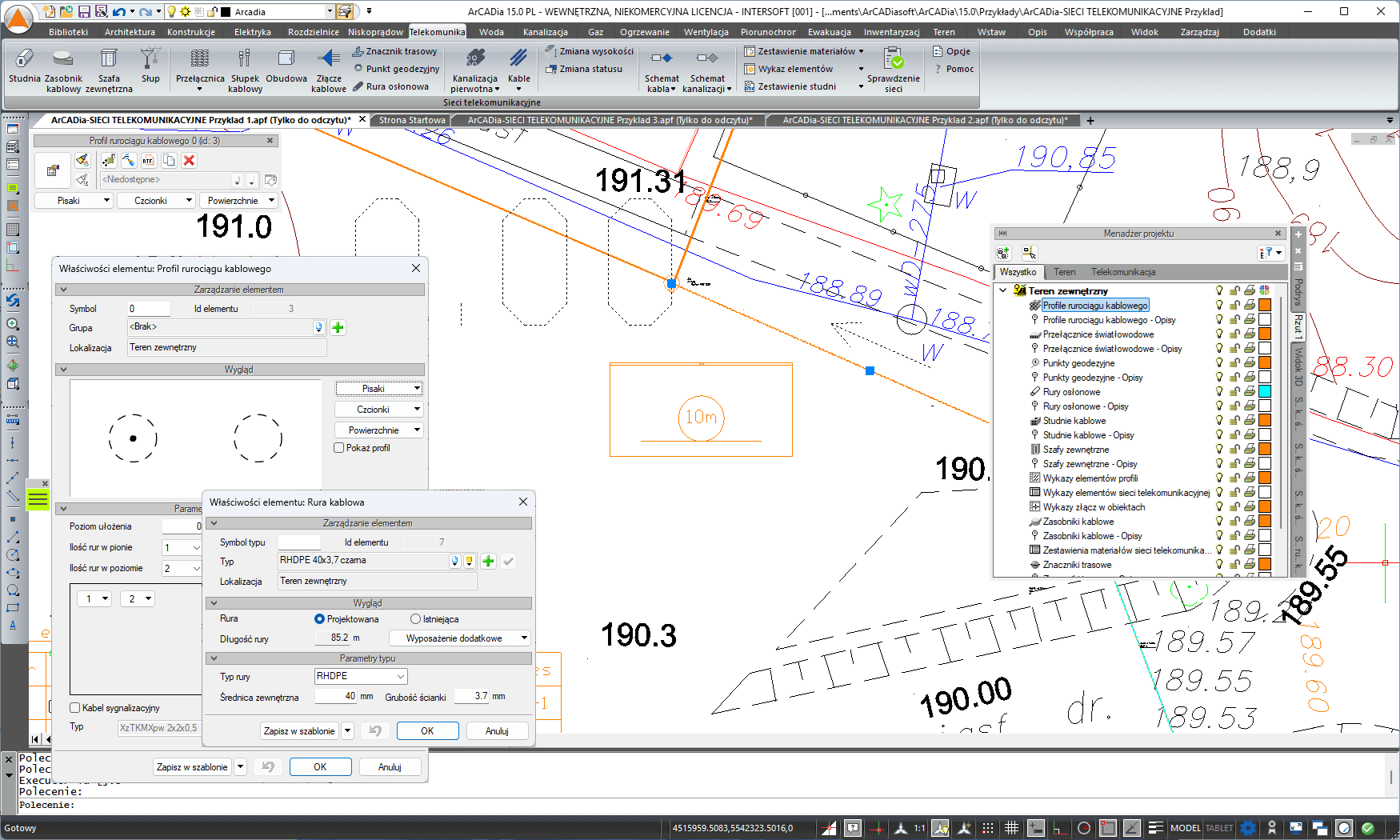 ArCADia-SIECI TELEKOMUNIKACYJNE 15 | INTERsoft program CAD