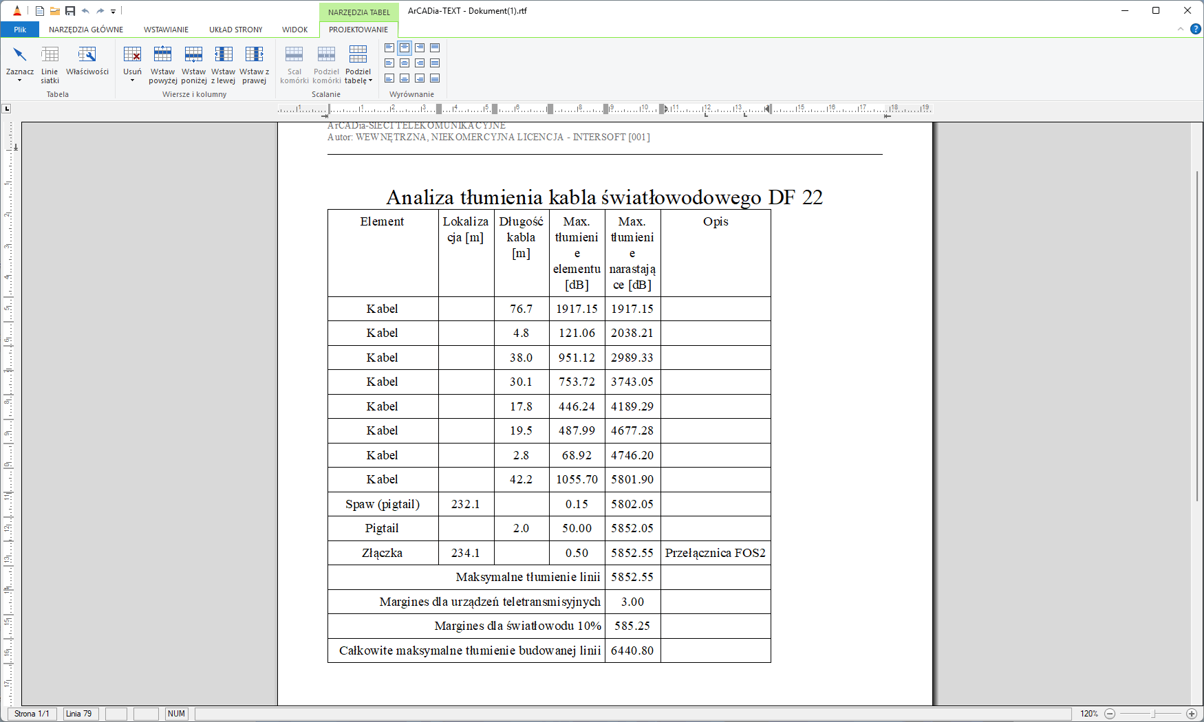 ArCADia-SIECI TELEKOMUNIKACYJNE 15 | INTERsoft program CAD