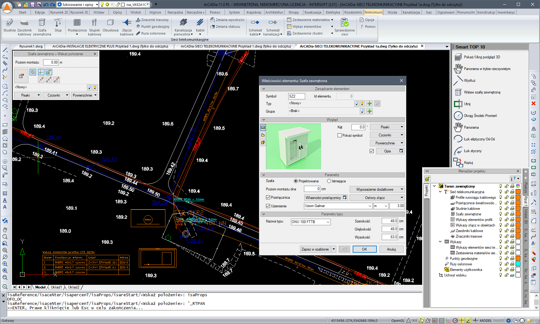 ArCADia-SIECI TELEKOMUNIKACYJNE MINI 15 | INTERsoft program CAD