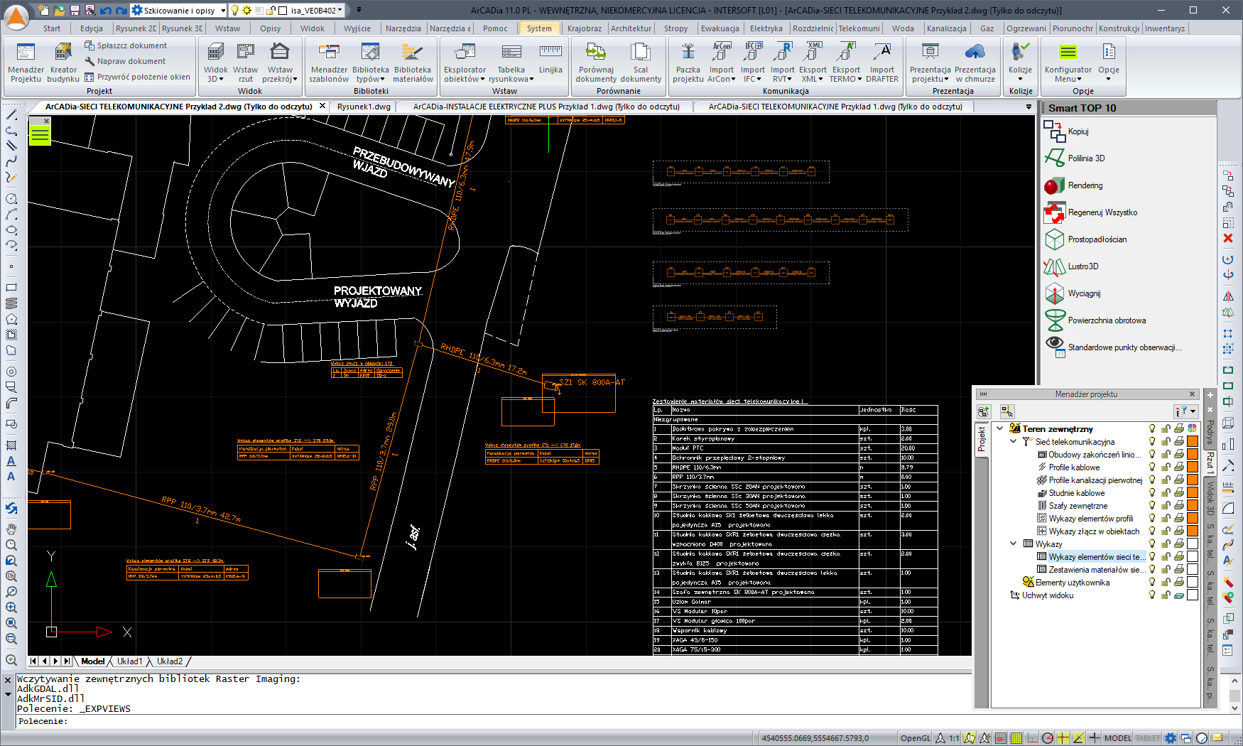 ArCADia-SIECI TELEKOMUNIKACYJNE MINI 15 | INTERsoft program CAD