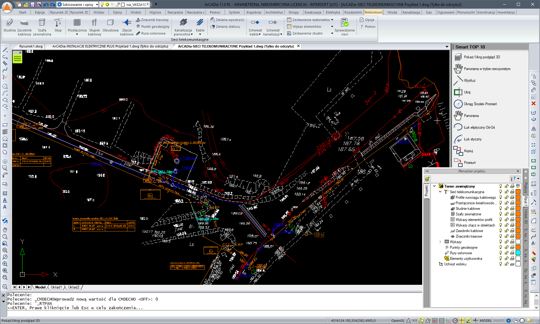 ArCADia-SIECI TELEKOMUNIKACYJNE MINI 15 | INTERsoft program CAD