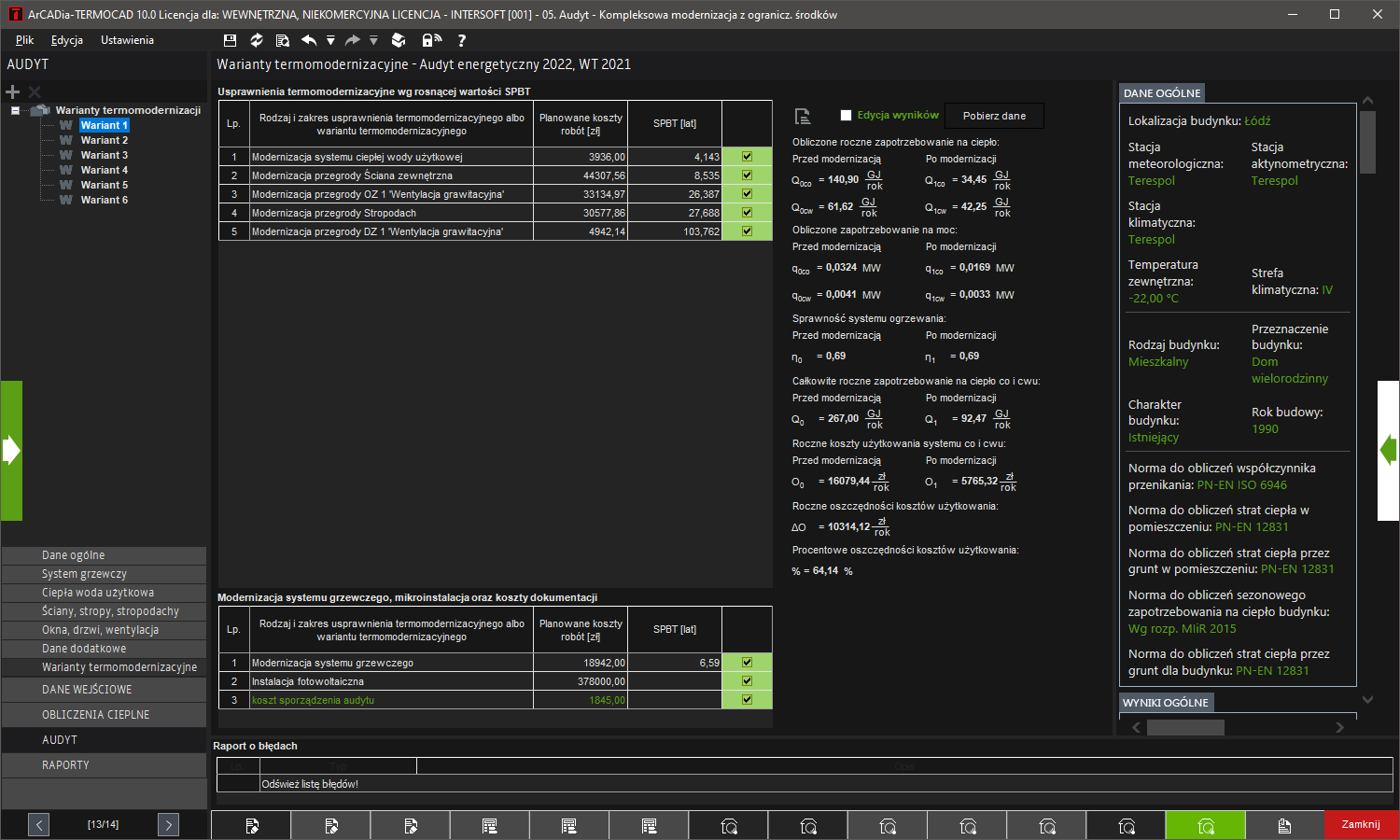 Pakiet  ArCADia-TERMOCAD CHE 10 +  Audyt 10 | INTERsoft program CAD