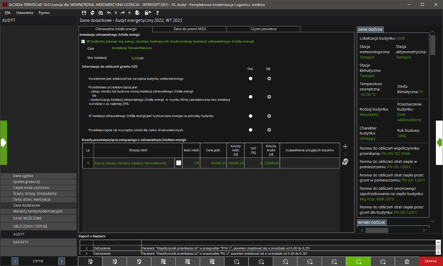 ArCADia-TERMOCAD Audyt 10 | INTERsoft program CAD