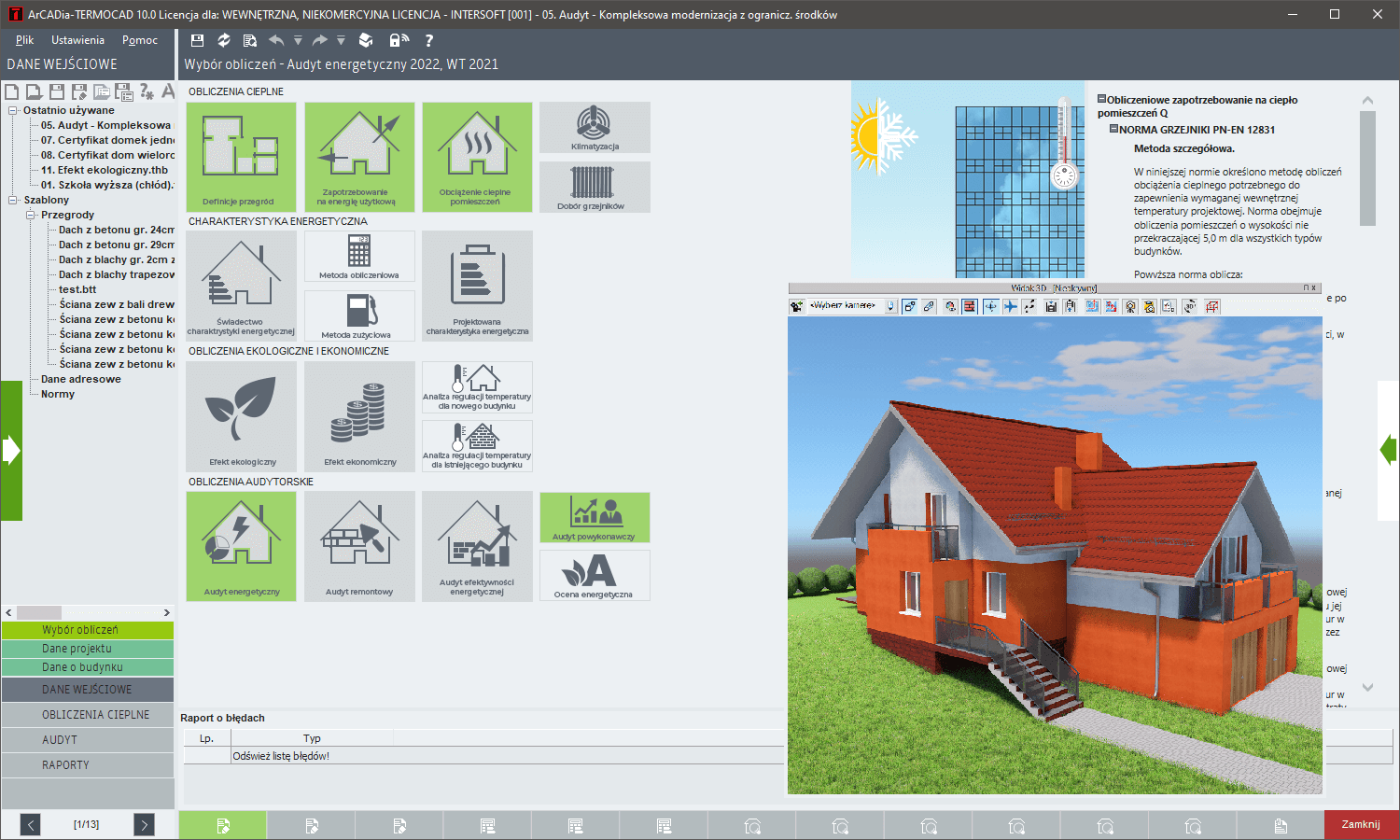 ArCADia-TERMOCAD Audyt 10 | INTERsoft program CAD