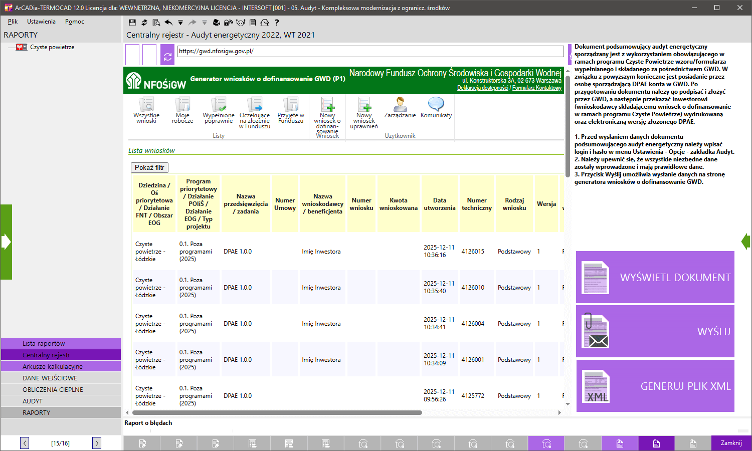 ArCADia-TERMOCAD Audyt 12 | INTERsoft program CAD