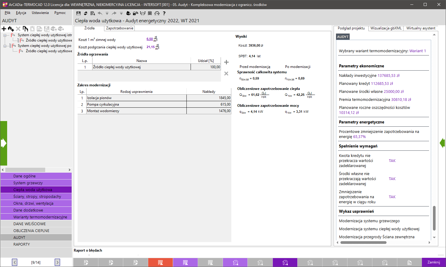 ArCADia-TERMOCAD Audyt 12 | INTERsoft program CAD