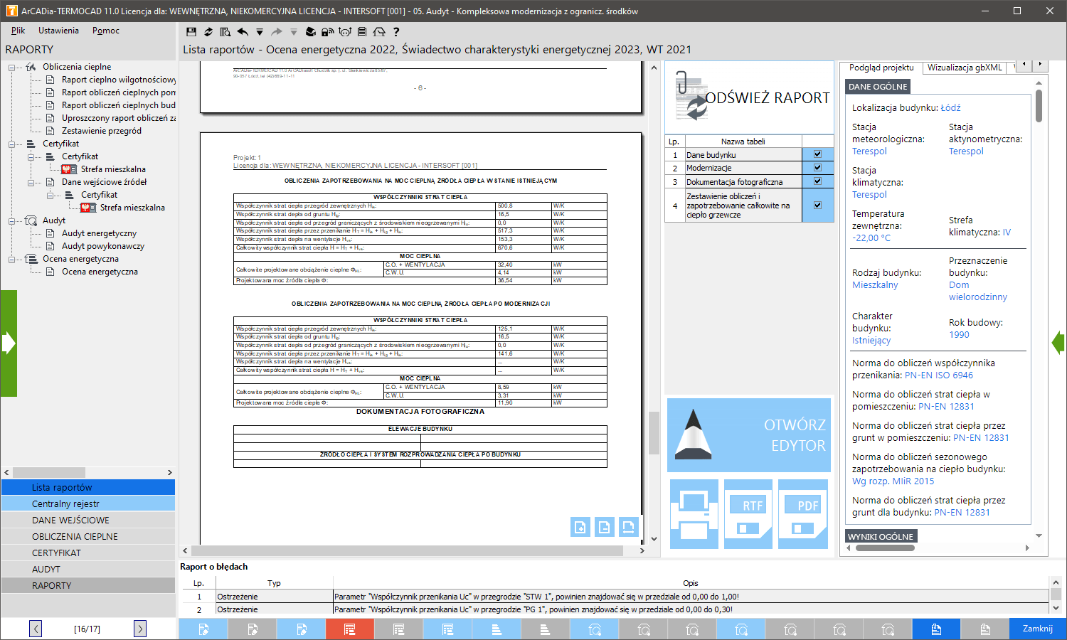 Ocena energetyczna | INTERsoft program CAD