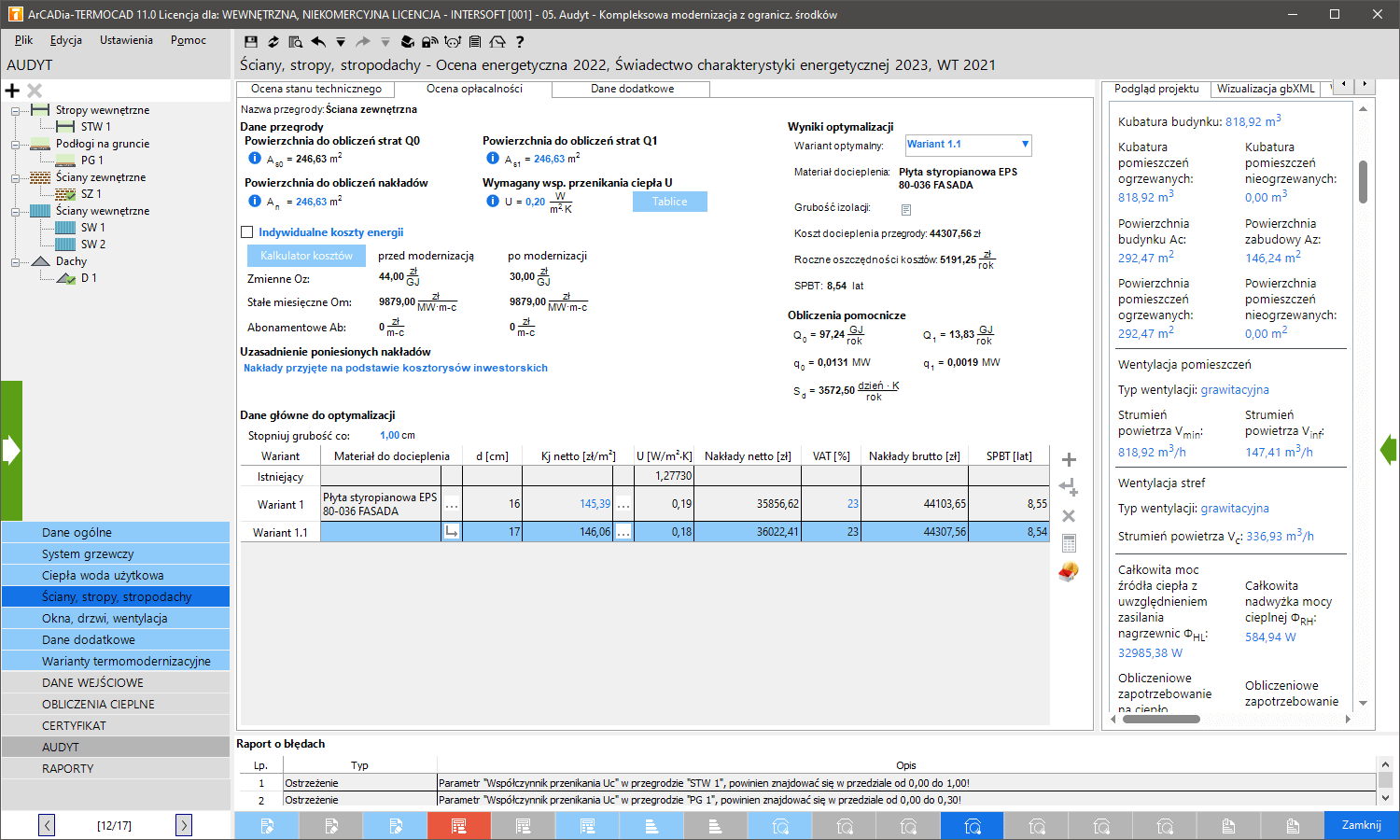 Ocena energetyczna | INTERsoft program CAD