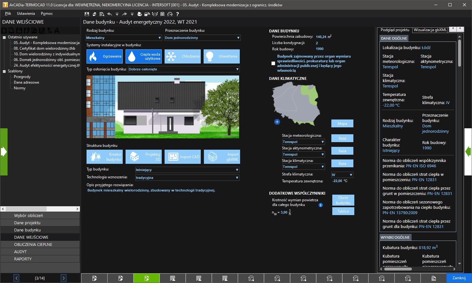 ArCADia-TERMOCAD Audyt 11 - licencja roczna | INTERsoft program CAD