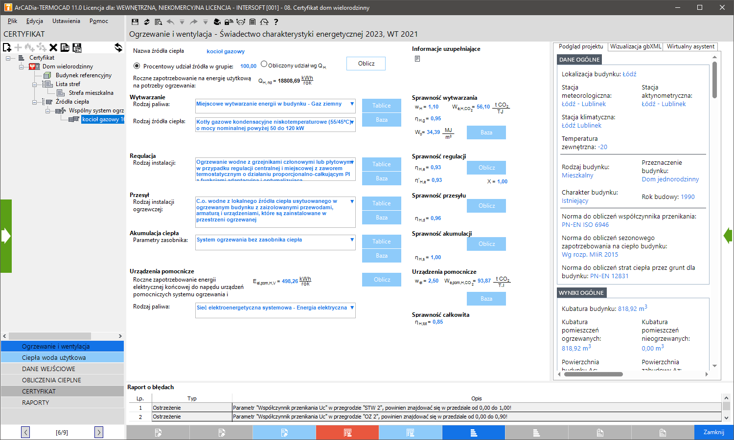 ArCADia-TERMOCAD CHE 11 - licencja roczna | INTERsoft program CAD