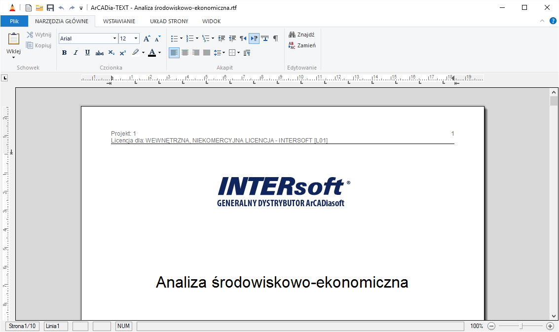 ArCADia-TEXT | INTERsoft program CAD