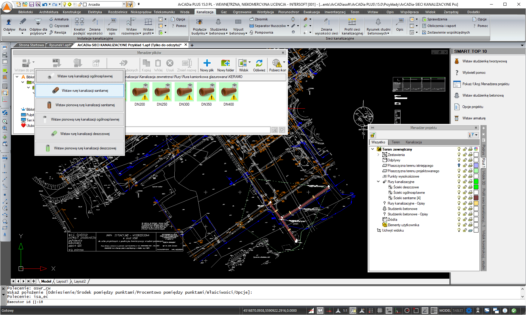 ArCADia-SIECI KANALIZACYJNE 15 | INTERsoft program CAD