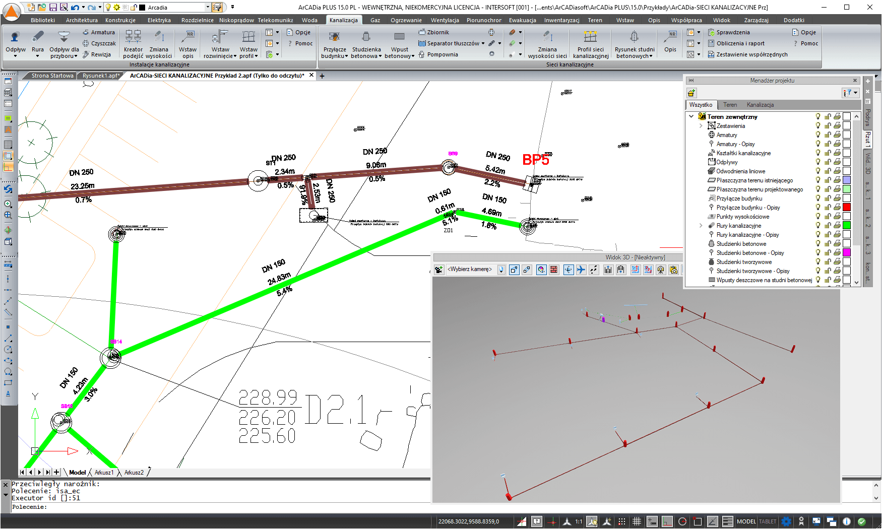 ArCADia-SIECI KANALIZACYJNE 15 | INTERsoft program CAD