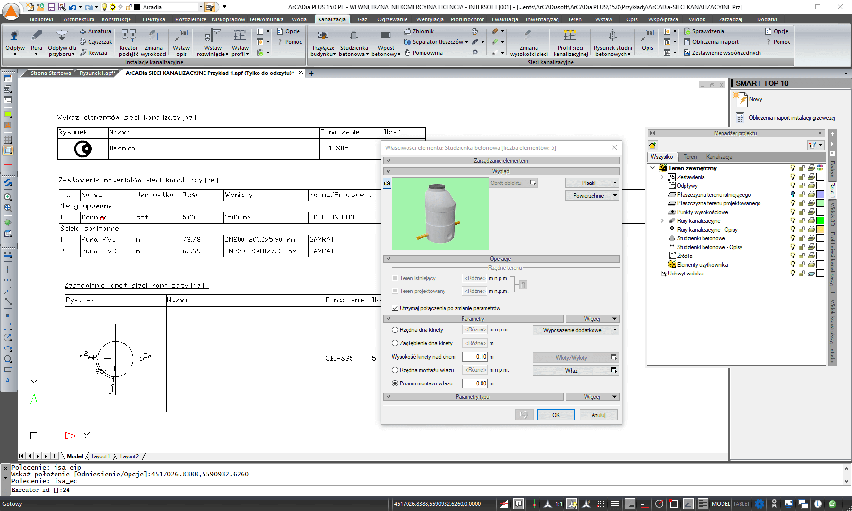 ArCADia-SIECI KANALIZACYJNE 15 | INTERsoft program CAD